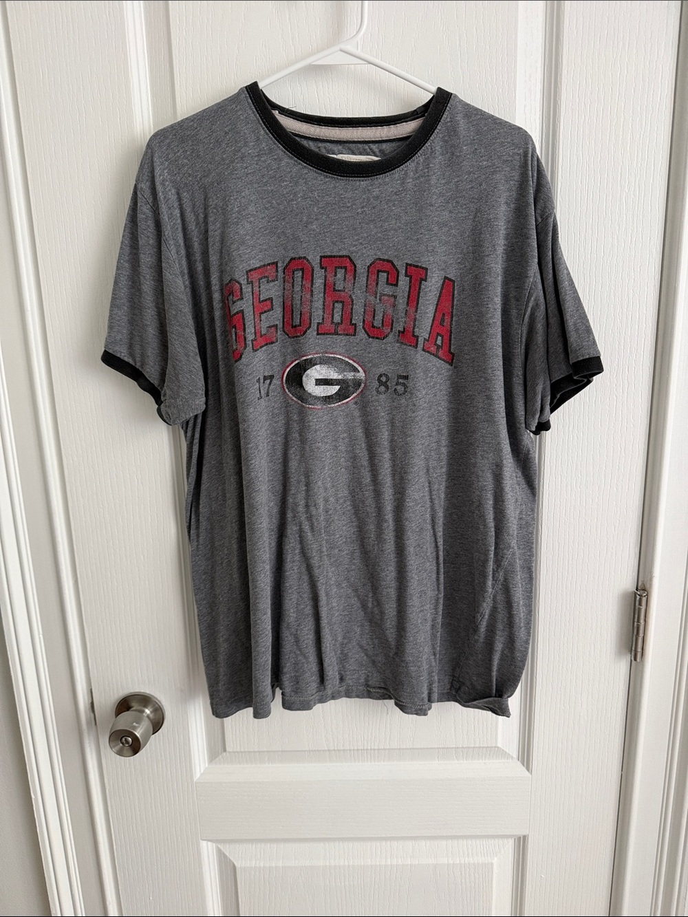 J. America Gray Ringer Tee with Red Georgia Print